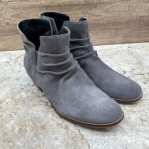 Cole Haan Gray Suede Ankle Boots Women’s Size 10B Block Heel Slip On